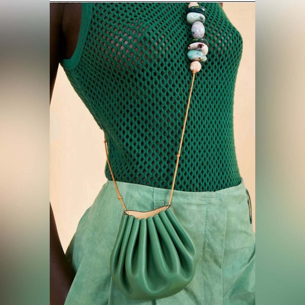 Ulla Johnson Paloma mini, leather pochette, beaded necklace, belt or crossbody.